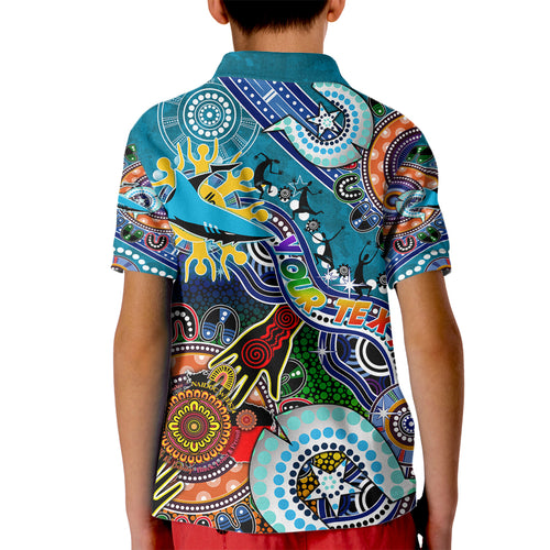 Personalised Sharks NAIDOC Week 2024 Kid Polo Shirt Australia Aboriginal Dot Painting