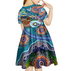 Personalised Sharks NAIDOC Week 2024 Kid Short Sleeve Dress Australia Aboriginal Dot Painting