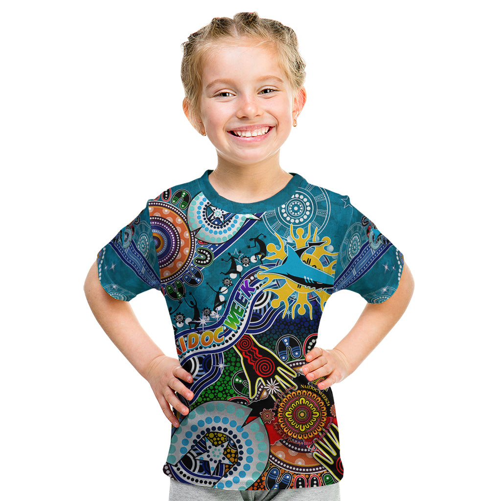 Personalised Sharks NAIDOC Week 2024 Kid T Shirt Australia Aboriginal Dot Painting