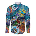 Personalised Sharks NAIDOC Week 2024 Long Sleeve Button Shirt Australia Aboriginal Dot Painting