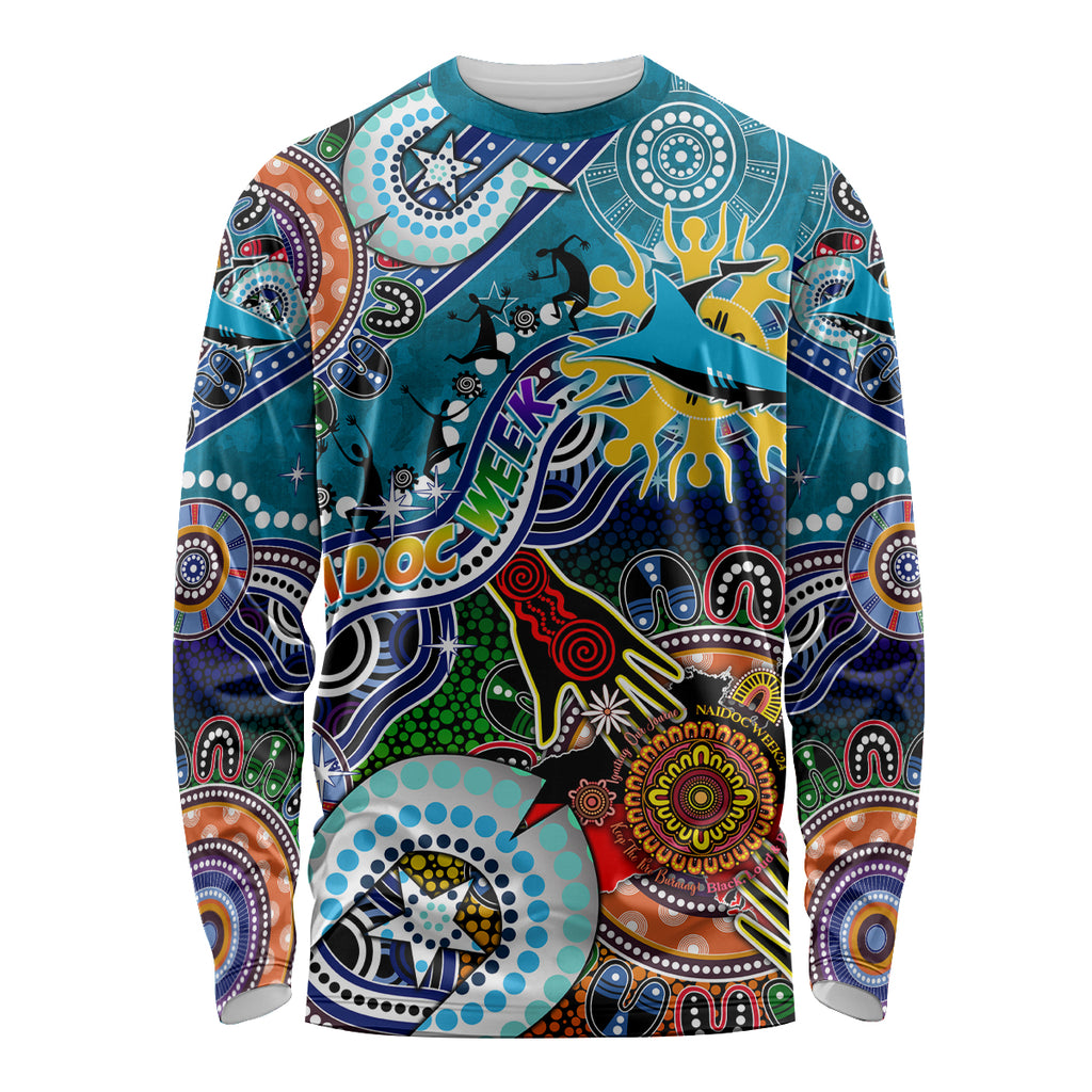 Personalised Sharks NAIDOC Week 2024 Long Sleeve Shirt Australia Aboriginal Dot Painting