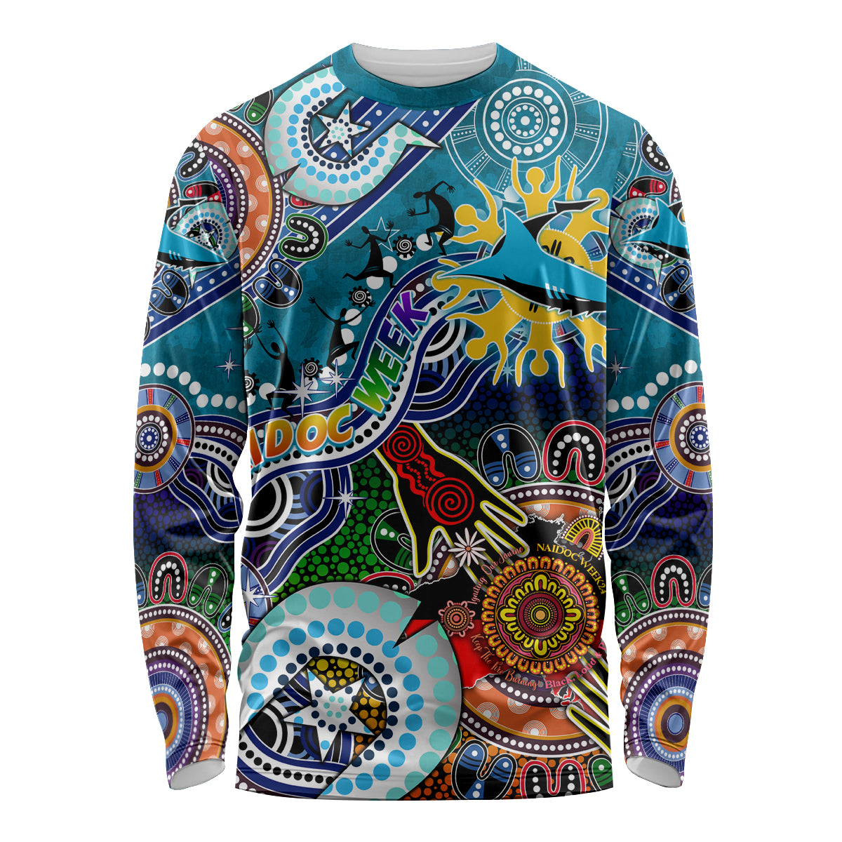Personalised Sharks NAIDOC Week 2024 Long Sleeve Shirt Australia Aboriginal Dot Painting
