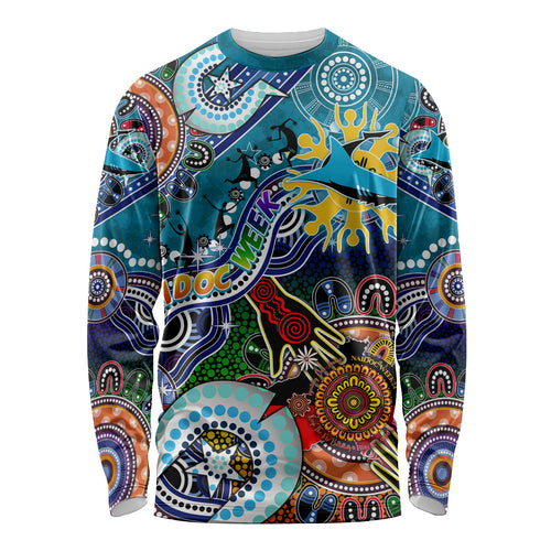 Personalised Sharks NAIDOC Week 2024 Long Sleeve Shirt Australia Aboriginal Dot Painting