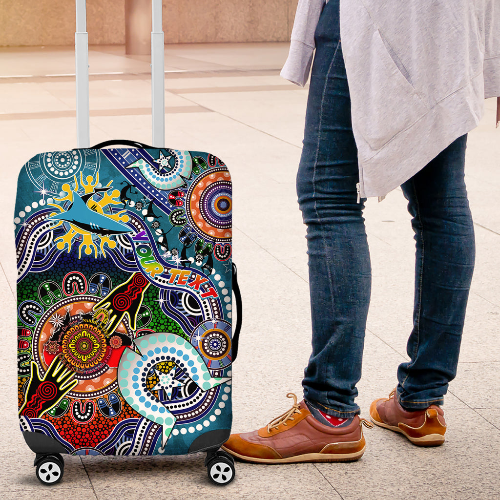 Personalised Sharks NAIDOC Week 2024 Luggage Cover Australia Aboriginal Dot Painting
