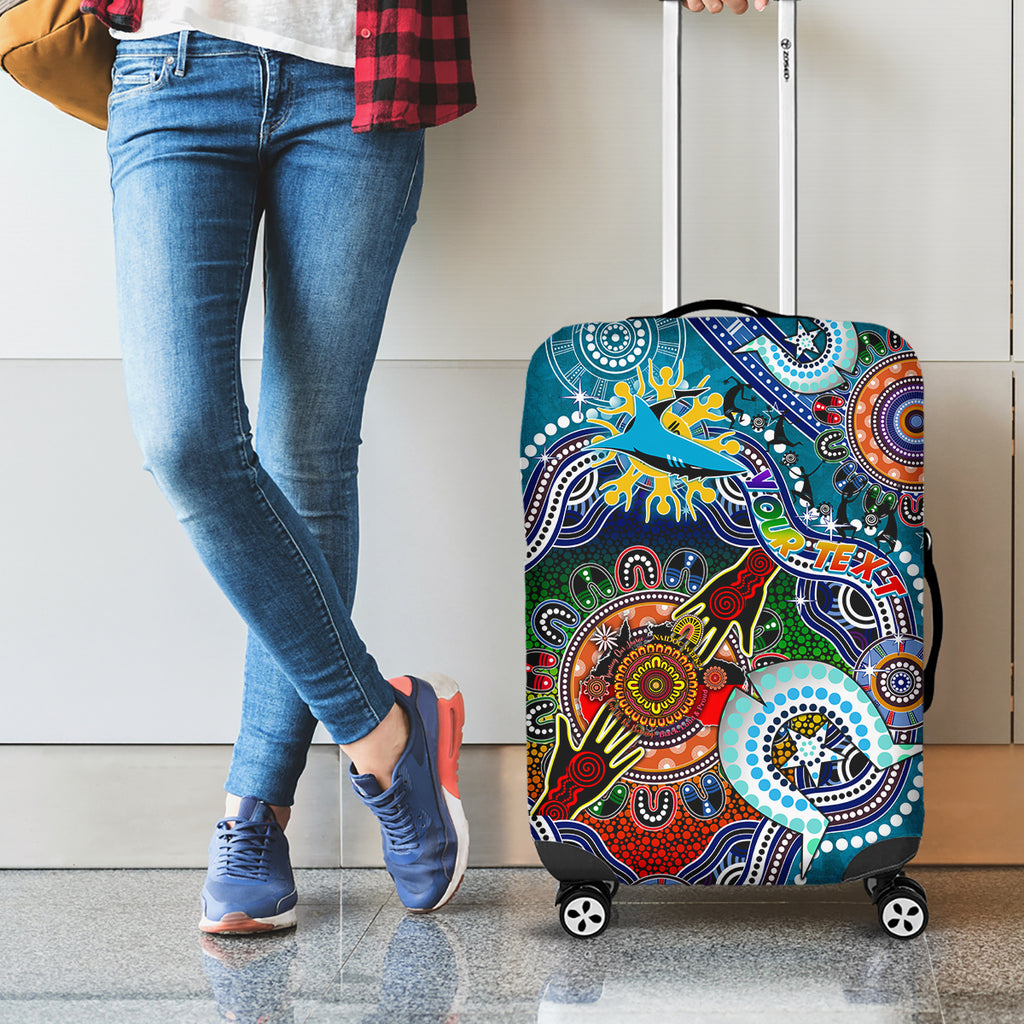 Personalised Sharks NAIDOC Week 2024 Luggage Cover Australia Aboriginal Dot Painting