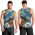 Personalised Sharks NAIDOC Week 2024 Men Tank Top Australia Aboriginal Dot Painting