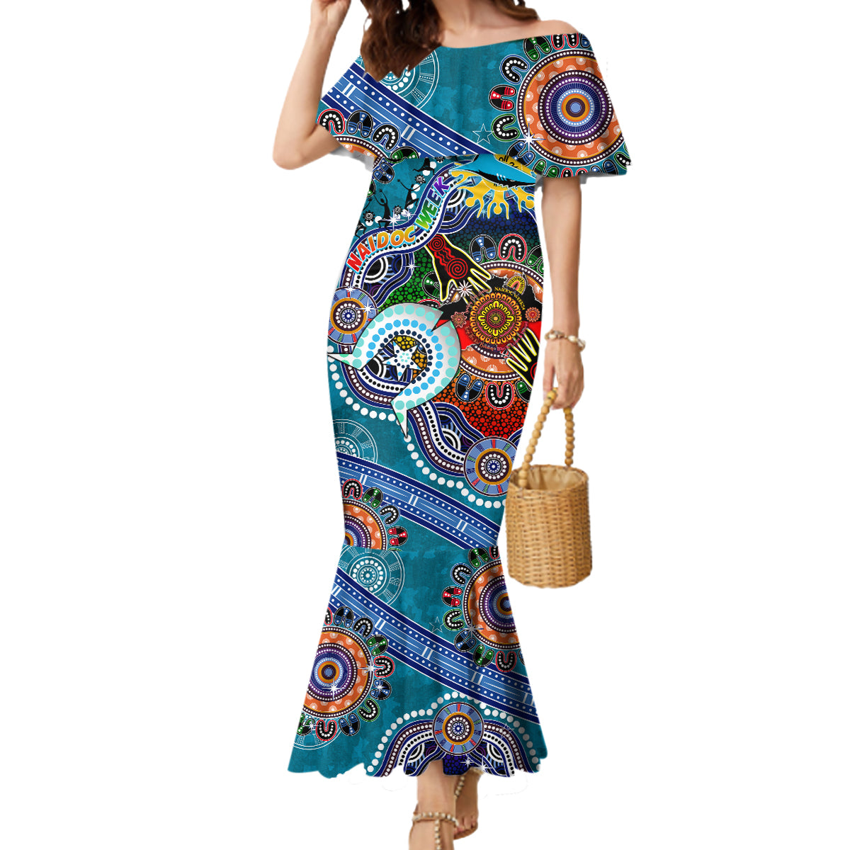 Personalised Sharks NAIDOC Week 2024 Mermaid Dress Australia Aboriginal Dot Painting