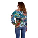Personalised Sharks NAIDOC Week 2024 Off Shoulder Sweater Australia Aboriginal Dot Painting
