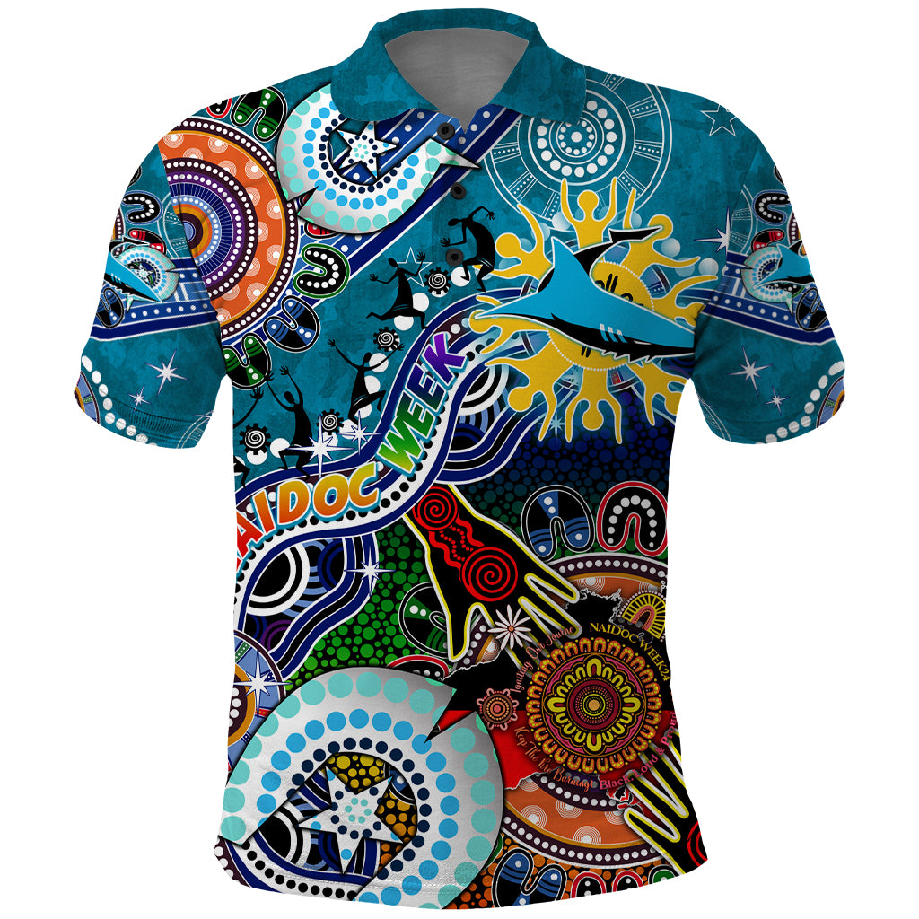 Personalised Sharks NAIDOC Week 2024 Polo Shirt Australia Aboriginal Dot Painting