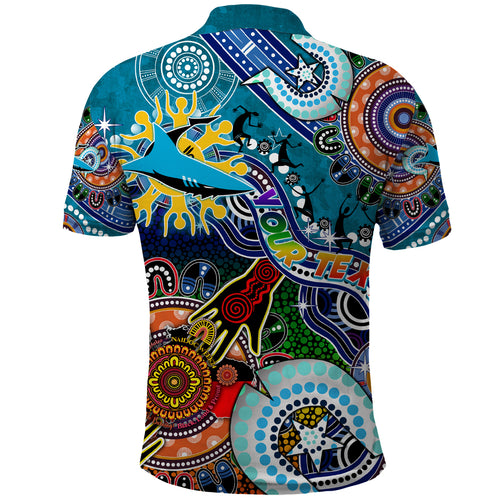 Personalised Sharks NAIDOC Week 2024 Polo Shirt Australia Aboriginal Dot Painting