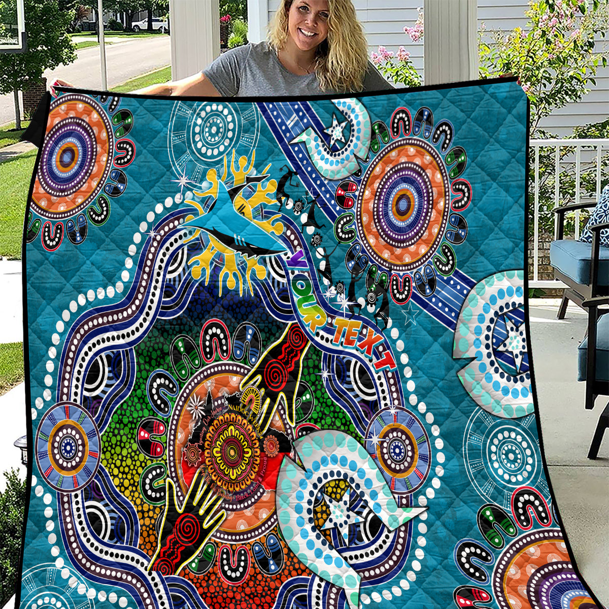 Personalised Sharks NAIDOC Week 2024 Quilt Australia Aboriginal Dot Painting