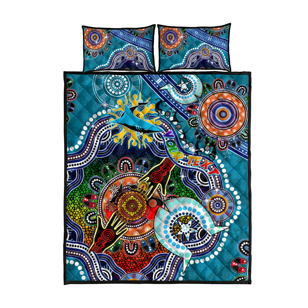 Personalised Sharks NAIDOC Week 2024 Quilt Bed Set Australia Aboriginal Dot Painting