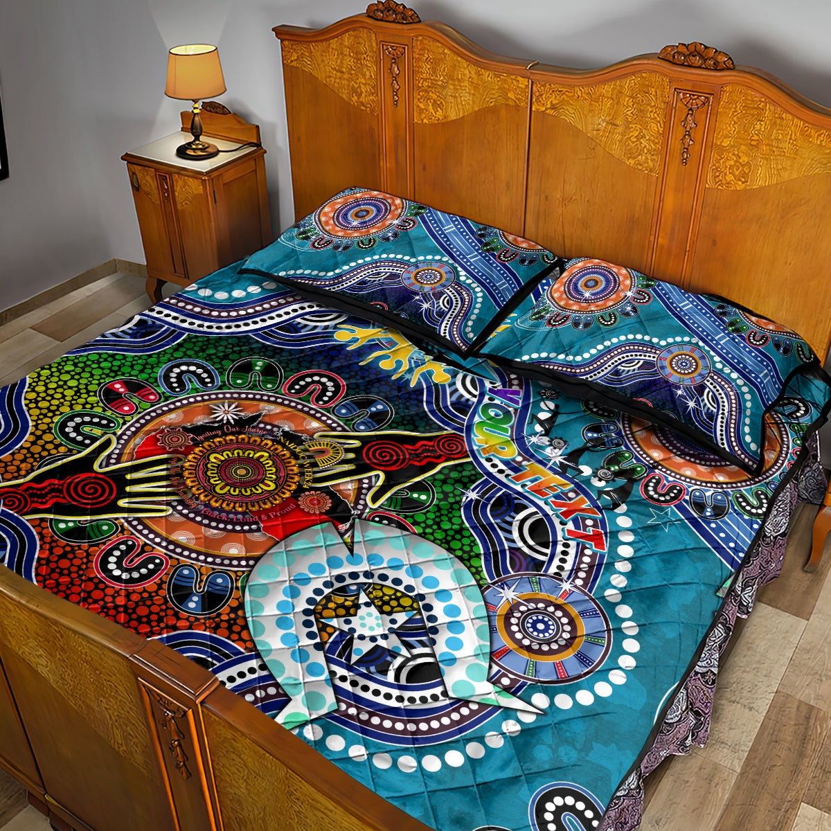 Personalised Sharks NAIDOC Week 2024 Quilt Bed Set Australia Aboriginal Dot Painting
