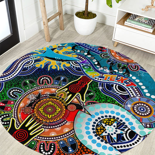 Personalised Sharks NAIDOC Week 2024 Round Carpet Australia Aboriginal Dot Painting