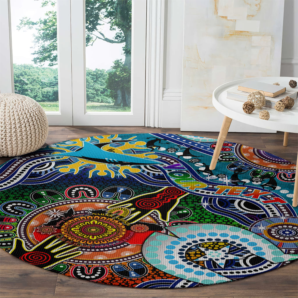 Personalised Sharks NAIDOC Week 2024 Round Carpet Australia Aboriginal Dot Painting