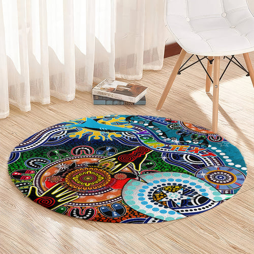 Personalised Sharks NAIDOC Week 2024 Round Carpet Australia Aboriginal Dot Painting