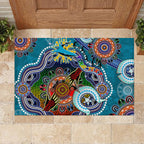 Personalised Sharks NAIDOC Week 2024 Rubber Doormat Australia Aboriginal Dot Painting