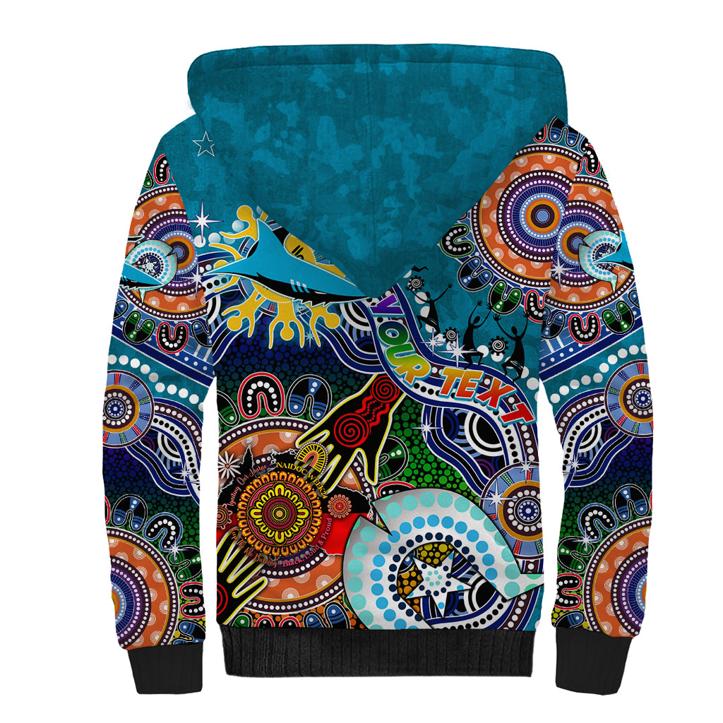 Personalised Sharks NAIDOC Week 2024 Sherpa Hoodie Australia Aboriginal Dot Painting