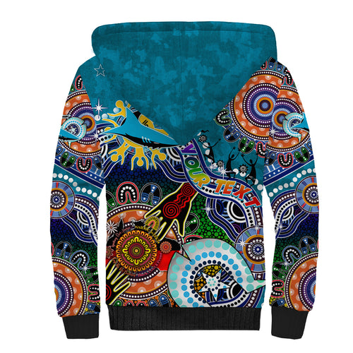Personalised Sharks NAIDOC Week 2024 Sherpa Hoodie Australia Aboriginal Dot Painting