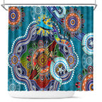 Personalised Sharks NAIDOC Week 2024 Shower Curtain Australia Aboriginal Dot Painting