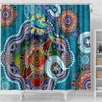 Personalised Sharks NAIDOC Week 2024 Shower Curtain Australia Aboriginal Dot Painting