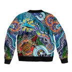Personalised Sharks NAIDOC Week 2024 Sleeve Zip Bomber Jacket Australia Aboriginal Dot Painting
