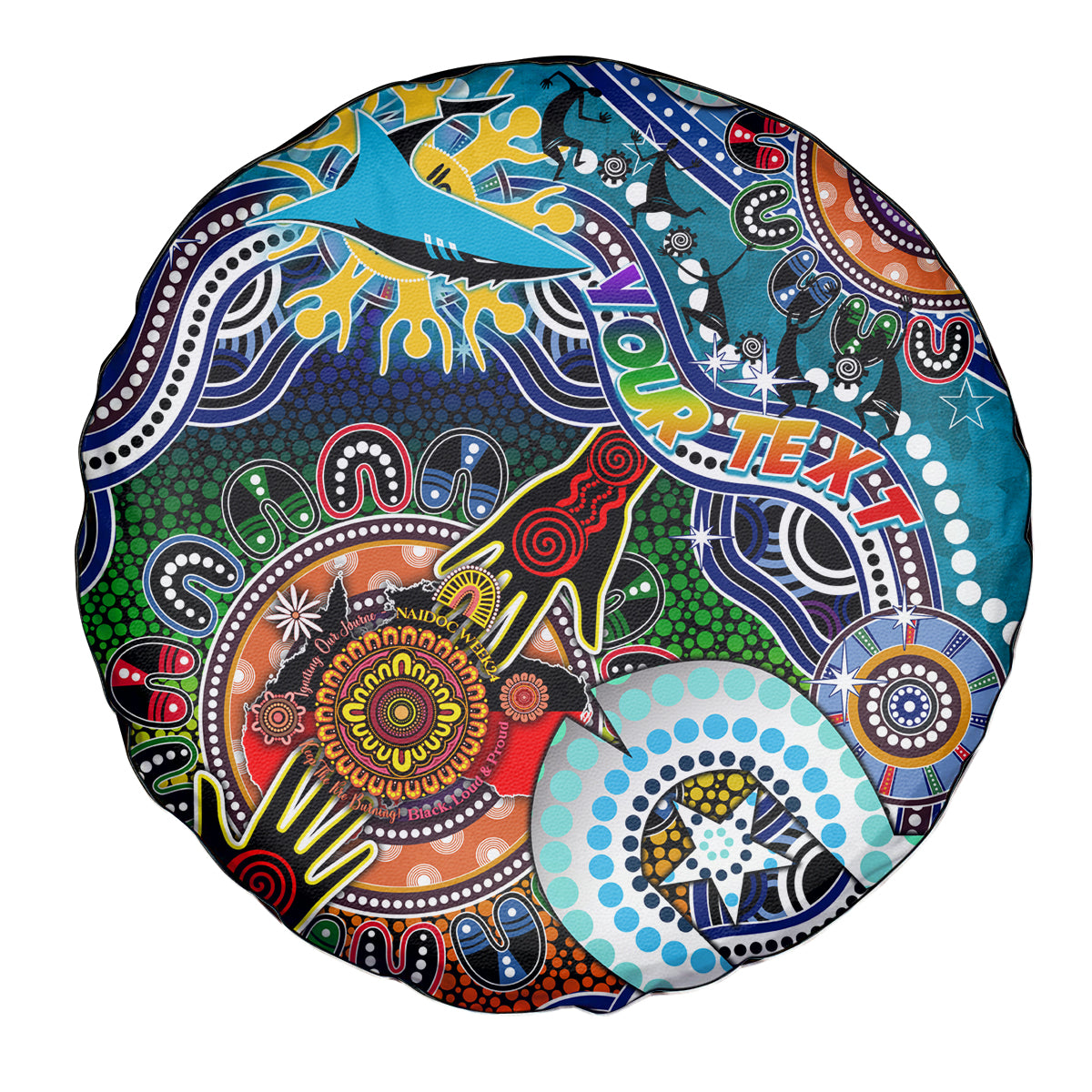 Personalised Sharks NAIDOC Week 2024 Spare Tire Cover Australia Aboriginal Dot Painting