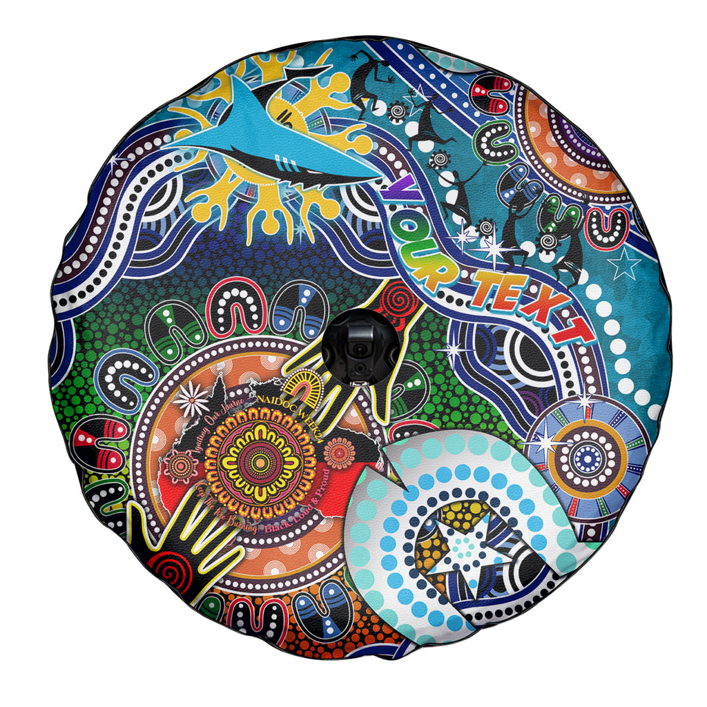 Personalised Sharks NAIDOC Week 2024 Spare Tire Cover Australia Aboriginal Dot Painting