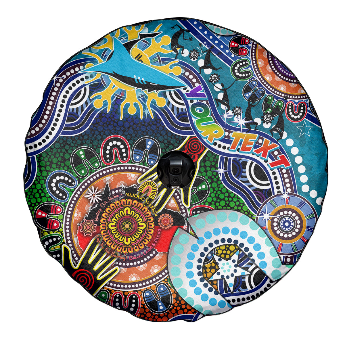 Personalised Sharks NAIDOC Week 2024 Spare Tire Cover Australia Aboriginal Dot Painting