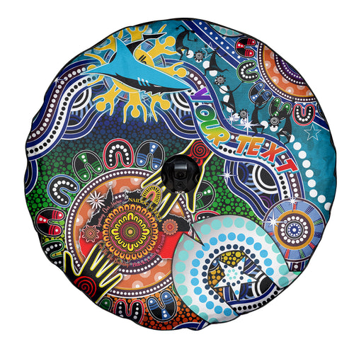 Personalised Sharks NAIDOC Week 2024 Spare Tire Cover Australia Aboriginal Dot Painting