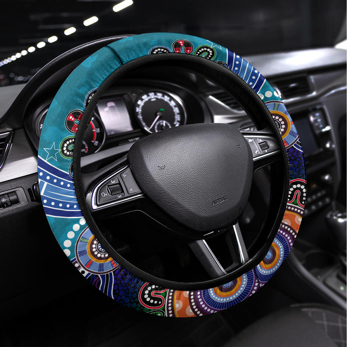 Sharks NAIDOC Week 2024 Steering Wheel Cover Australia Aboriginal Dot Painting