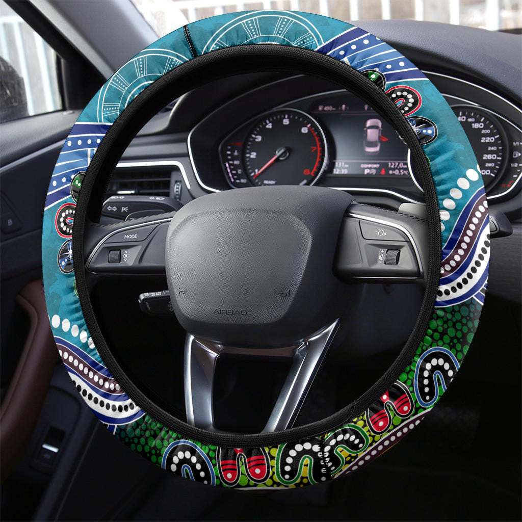 Sharks NAIDOC Week 2024 Steering Wheel Cover Australia Aboriginal Dot Painting