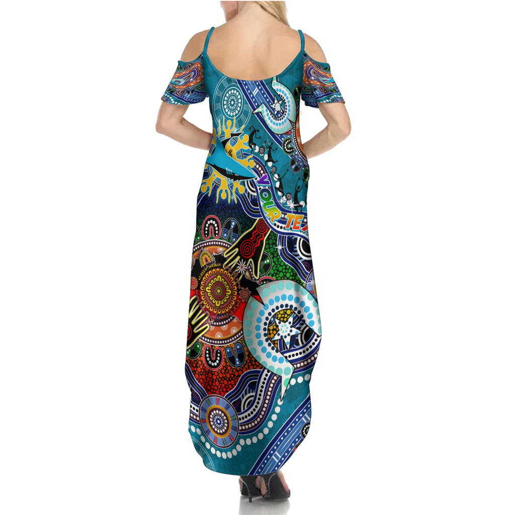 Personalised Sharks NAIDOC Week 2024 Summer Maxi Dress Australia Aboriginal Dot Painting