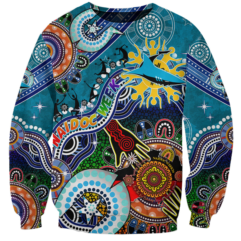 Personalised Sharks NAIDOC Week 2024 Sweatshirt Australia Aboriginal Dot Painting