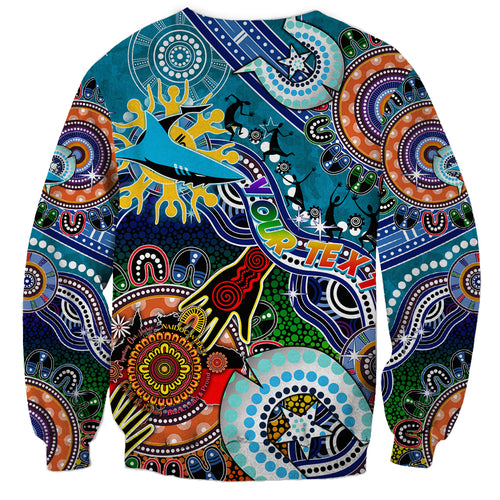 Personalised Sharks NAIDOC Week 2024 Sweatshirt Australia Aboriginal Dot Painting