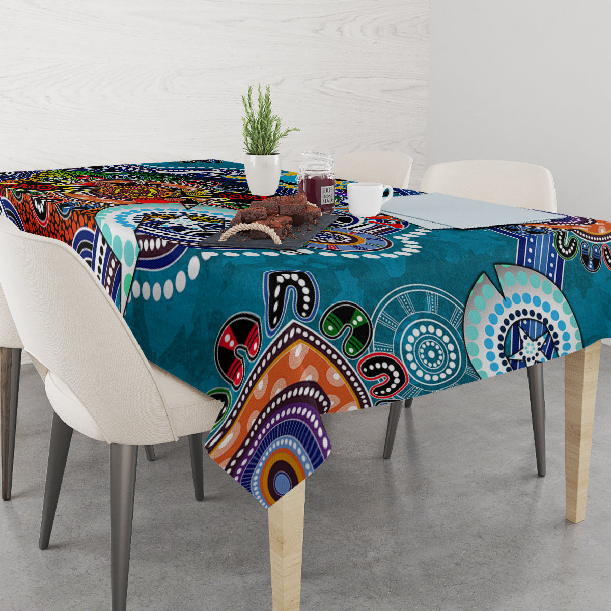 Personalised Sharks NAIDOC Week 2024 Tablecloth Australia Aboriginal Dot Painting