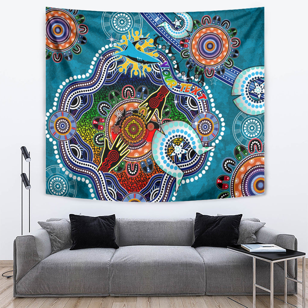 Personalised Sharks NAIDOC Week 2024 Tapestry Australia Aboriginal Dot Painting