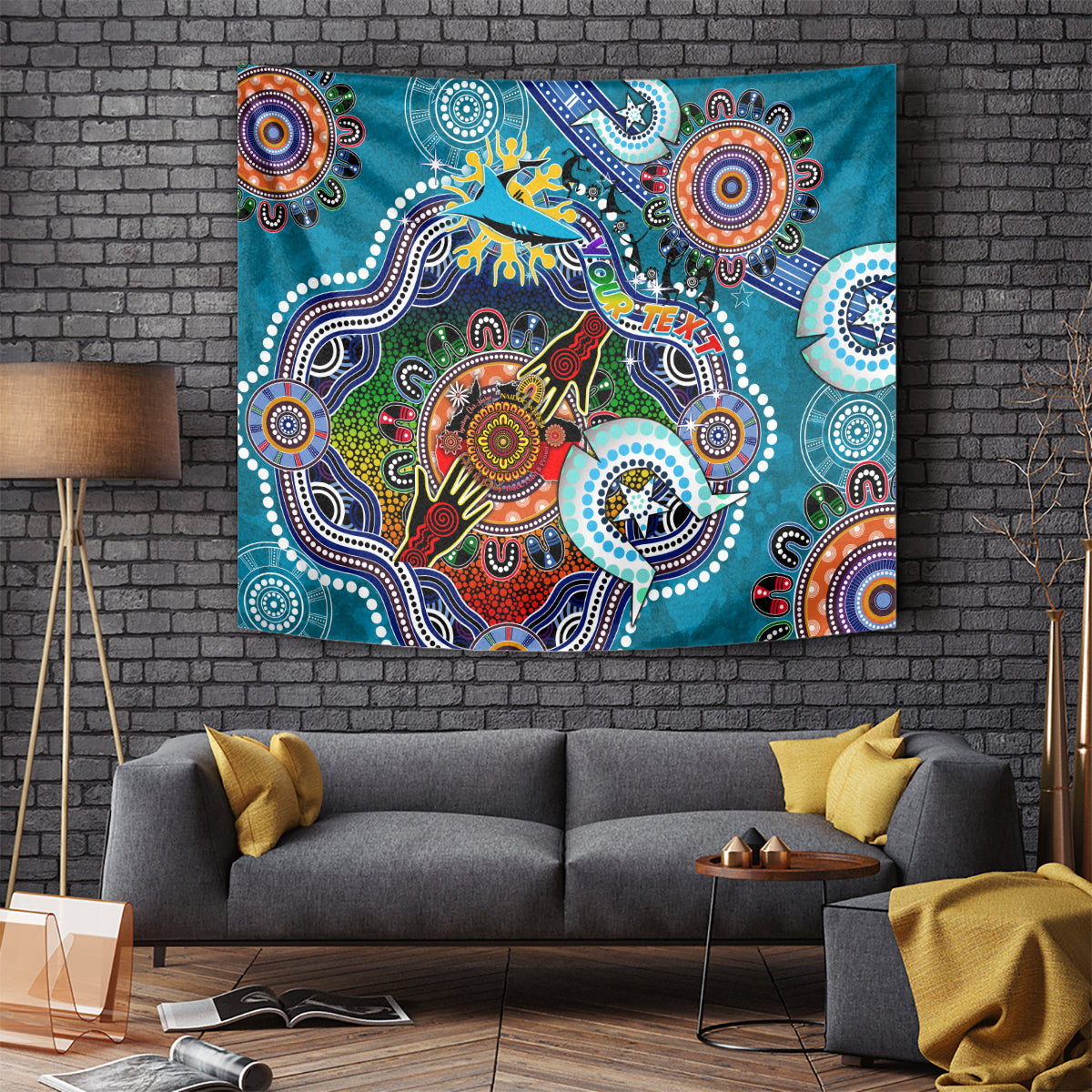 Personalised Sharks NAIDOC Week 2024 Tapestry Australia Aboriginal Dot Painting