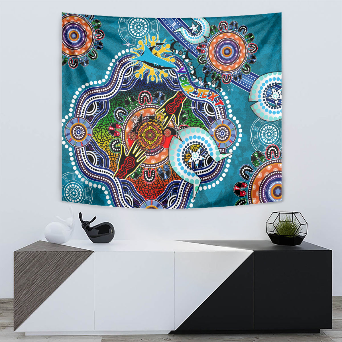 Personalised Sharks NAIDOC Week 2024 Tapestry Australia Aboriginal Dot Painting