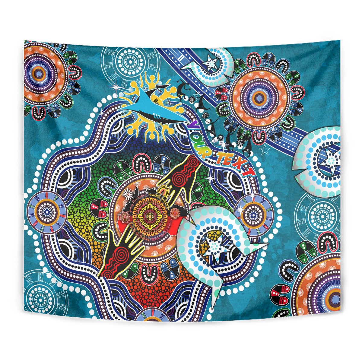 Personalised Sharks NAIDOC Week 2024 Tapestry Australia Aboriginal Dot Painting