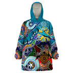 Personalised Sharks NAIDOC Week 2024 Wearable Blanket Hoodie Australia Aboriginal Dot Painting