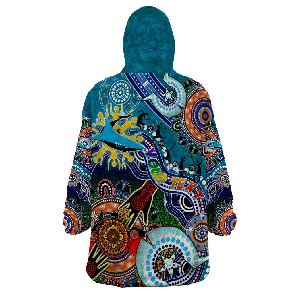 Personalised Sharks NAIDOC Week 2024 Wearable Blanket Hoodie Australia Aboriginal Dot Painting