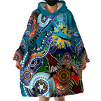 Personalised Sharks NAIDOC Week 2024 Wearable Blanket Hoodie Australia Aboriginal Dot Painting
