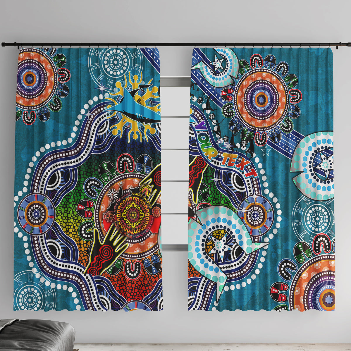 Personalised Sharks NAIDOC Week 2024 Window Curtain Australia Aboriginal Dot Painting