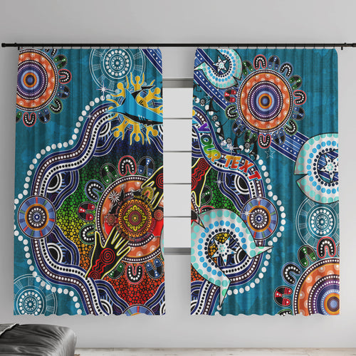 Personalised Sharks NAIDOC Week 2024 Window Curtain Australia Aboriginal Dot Painting