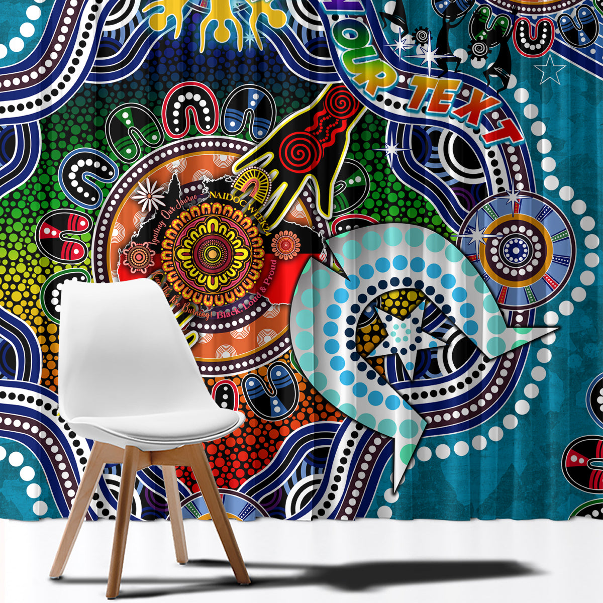 Personalised Sharks NAIDOC Week 2024 Window Curtain Australia Aboriginal Dot Painting