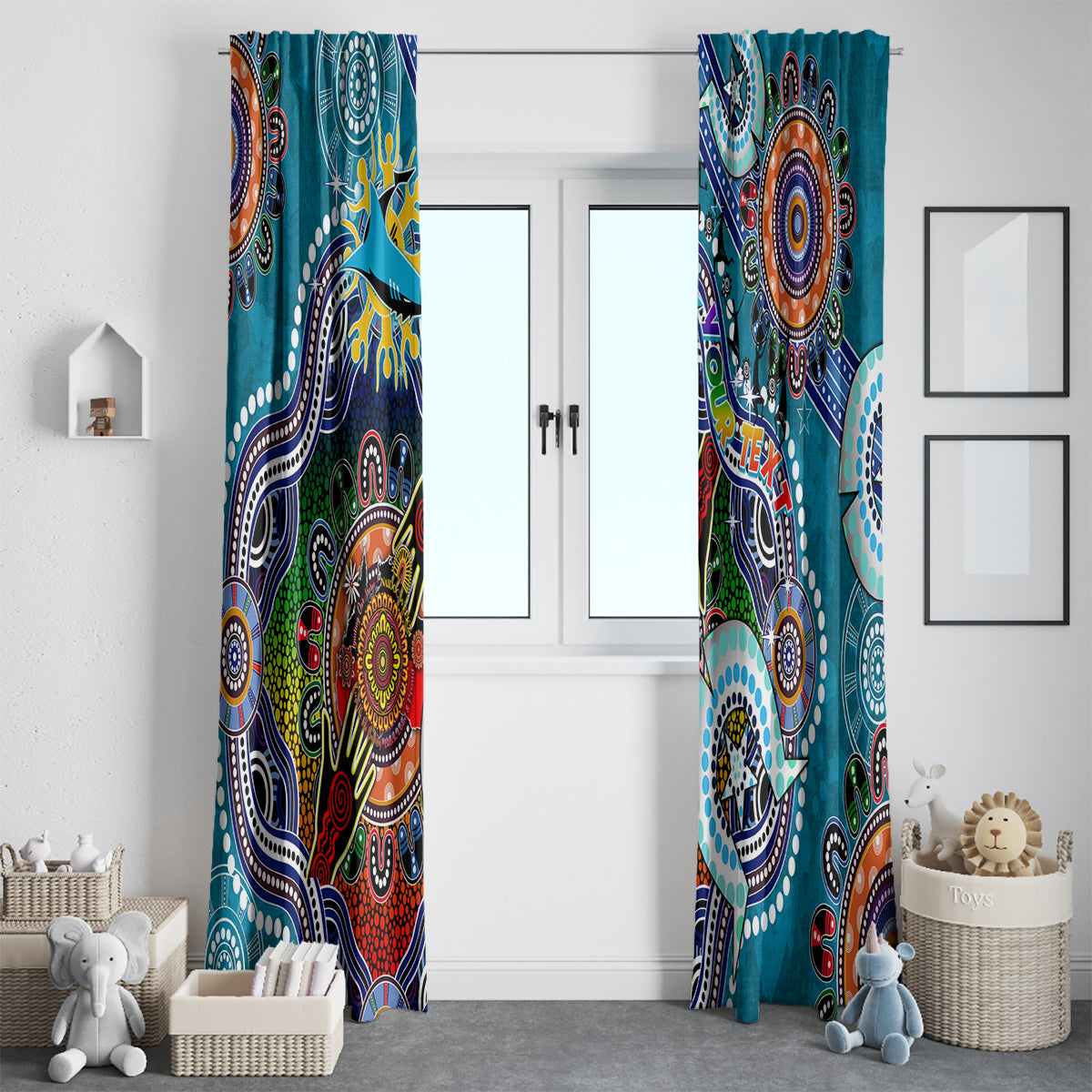 Personalised Sharks NAIDOC Week 2024 Window Curtain Australia Aboriginal Dot Painting