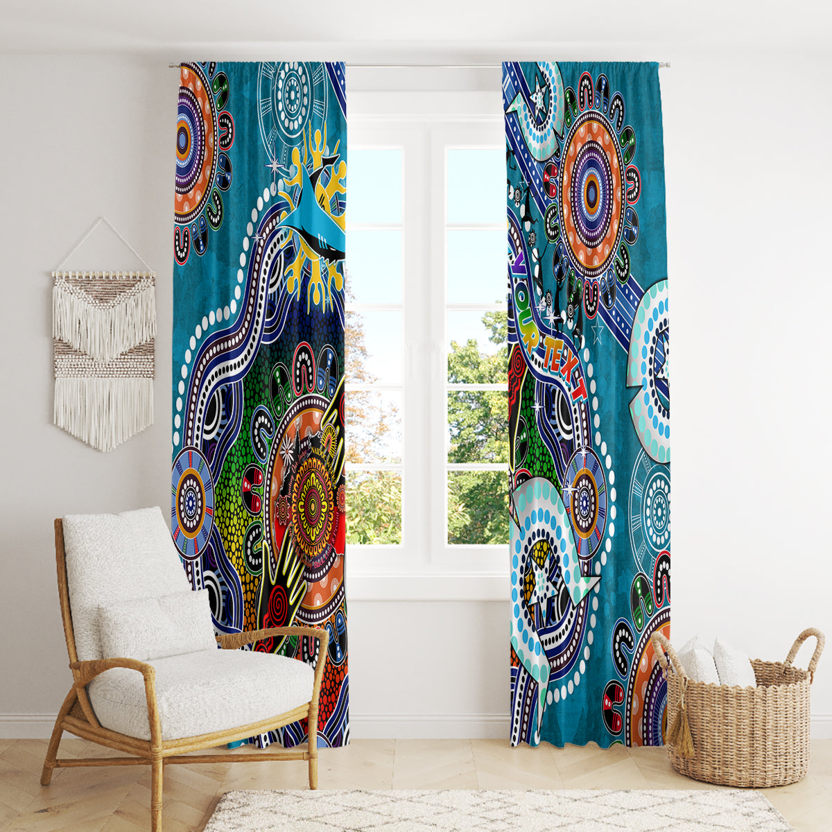 Personalised Sharks NAIDOC Week 2024 Window Curtain Australia Aboriginal Dot Painting