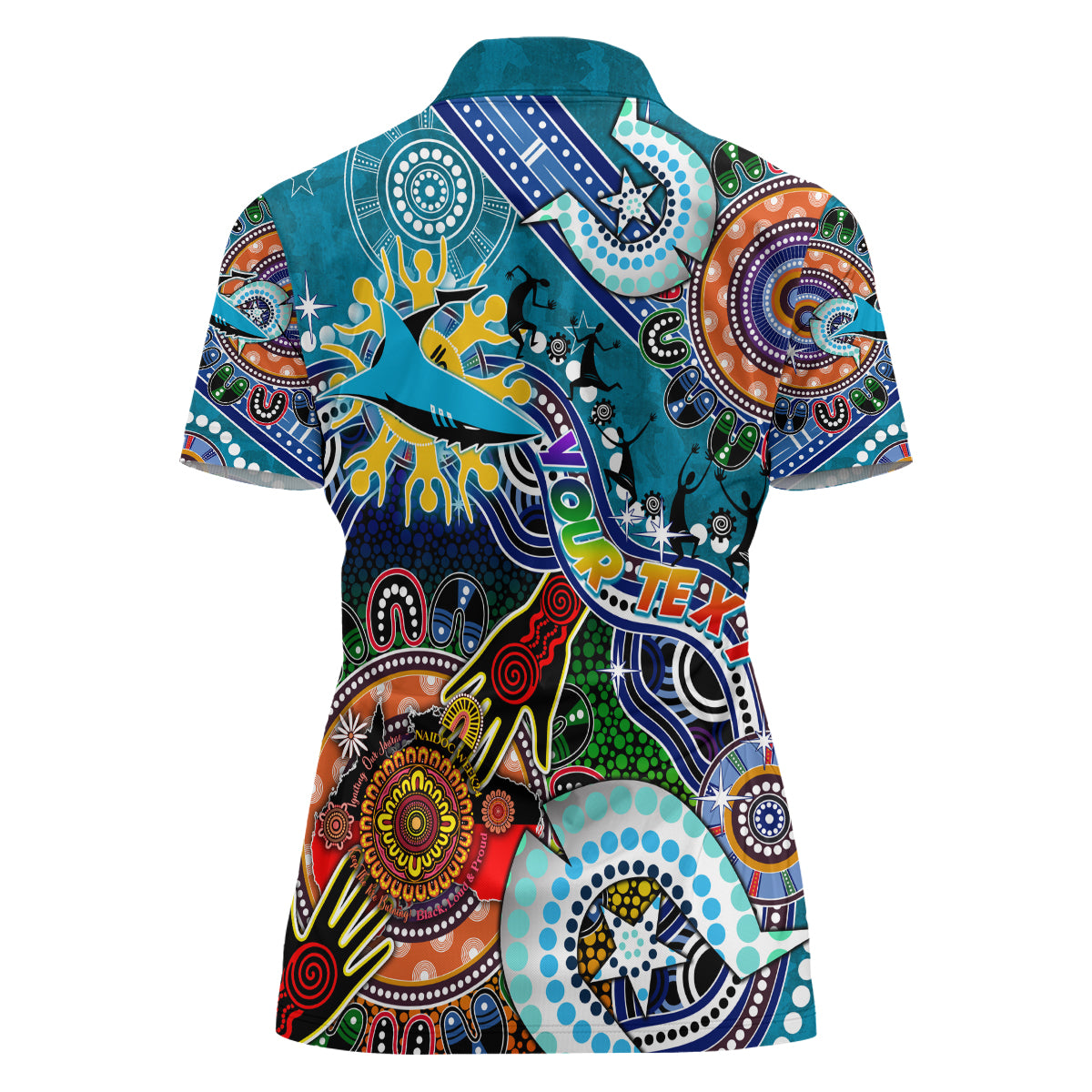 Personalised Sharks NAIDOC Week 2024 Women Polo Shirt Australia Aboriginal Dot Painting