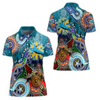Personalised Sharks NAIDOC Week 2024 Women Polo Shirt Australia Aboriginal Dot Painting